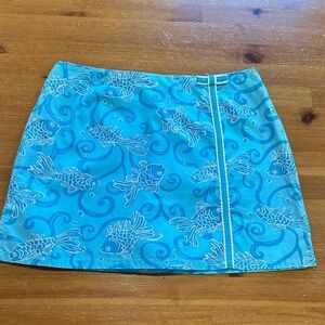 Lilly Pulitzer Blue Fish Print Mini Skirt